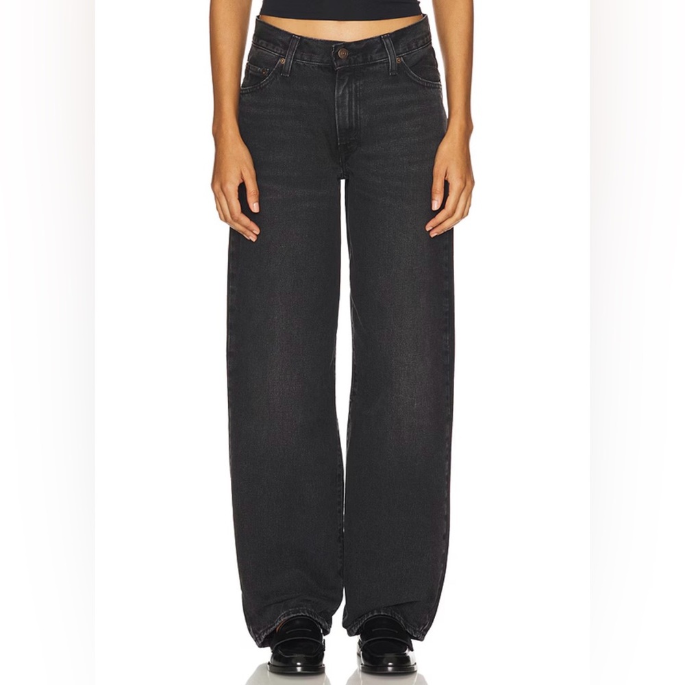 Levi’s Baggy Dad Denim Jeans Shrink Up Black Wash W24 L32 NWT Mid Rise Straight